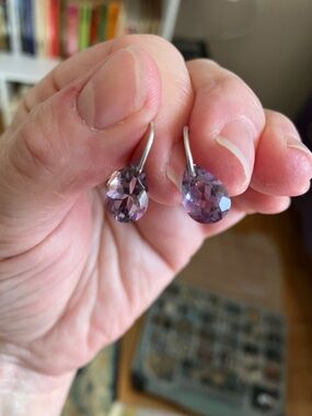 Amethyst Teardrop Crystal Drop Earrings - Unbranded